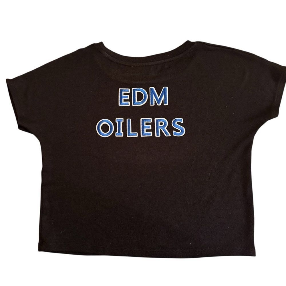 Wilfred Black Crop Top with EDM Oilers Design